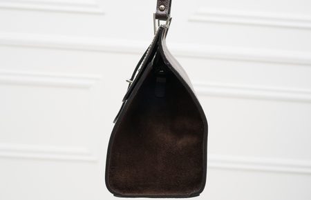 Dámske luxusné kabelka do ruky striebornej zapínanie - tmavo hnedá -
