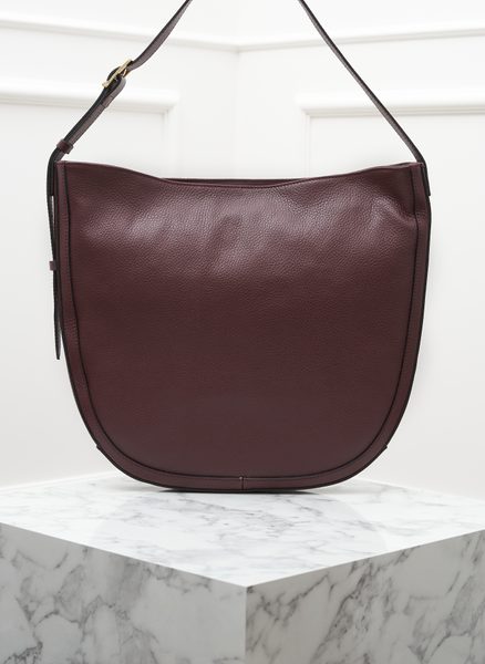 Kabelka přes rameno kombinace kůží vínová -