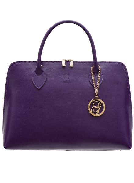 Dámská kožená kabelka ze safiánové kůže - tmavě fialová -