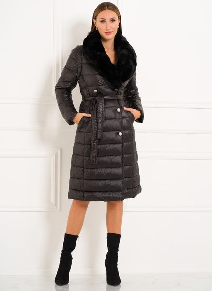 Dámská černá zimní bunda / vesta s vázáním -