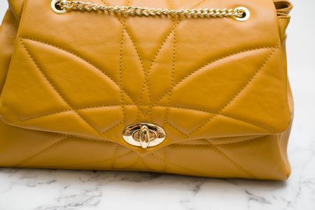 Real leather shoulder bag Glamorous by GLAM - Yellow -