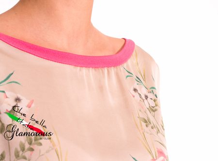 GbyG Tunika dlouhý rukáv vzor květin - růžová -