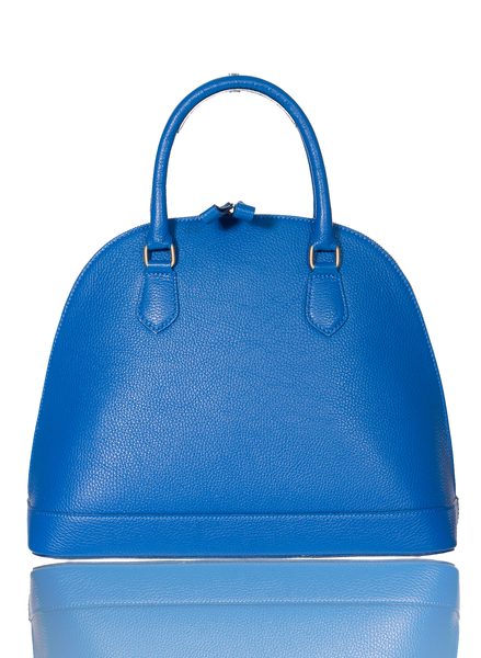 Letní kožená kabelka v modré barvě 