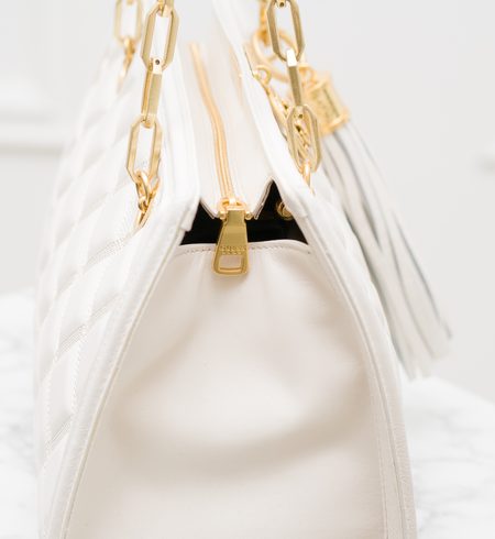 Real leather shoulder bag Guess Luxe - White -