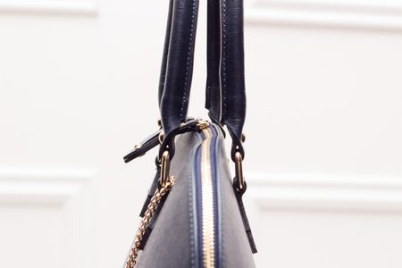Dámská kožená kabelka pevný atypický tvar - tmavě modrá -