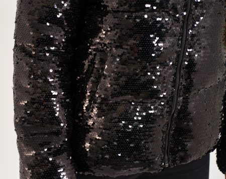 Dámska zimná bunda s glitrami - čierna -
