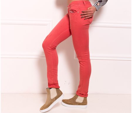 Jeans donna Due Linee - Salmone -