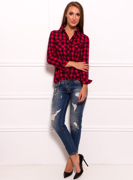 Dámská kostkovaná košile - červená -