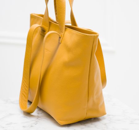 Real leather shoulder bag Glamorous by GLAM - Yellow -