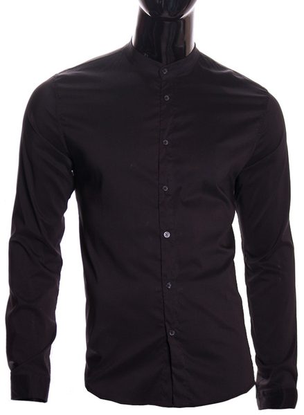 Pánská košile bez límečku černá -