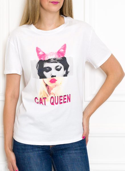 Dámske tričko Cat queen bielej -