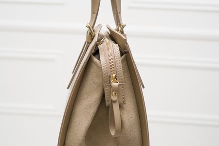 Dámská kožená kabelka kombinace semiš - béžová -