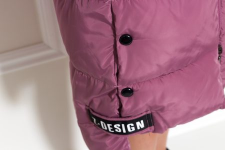 Dámska zimná bunda dlhá s pravou líškou a cvoky ružová -