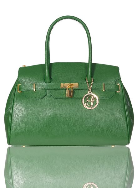 Kožená zelená kabelka 