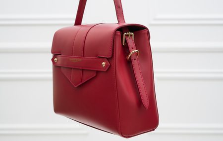 Dámská kožená kabelka s kloupou červená -