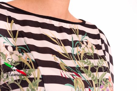 GbyG Tunika s proužky a květy - černá -