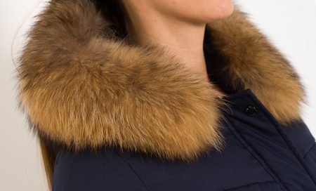 Chaqueta de invierno para mujer con piel de zorro real Due Linee - Azul -