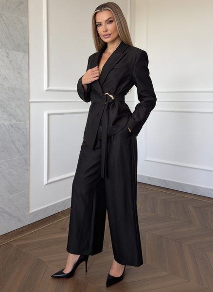 Costum negru sacou și pantaloni -