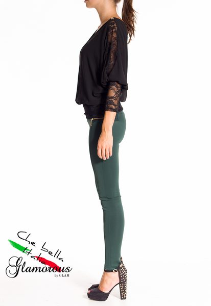 Halenka s krajkou-černá -