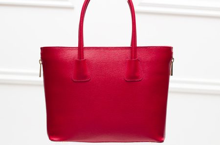 Dámska kožená kabelka so zipsom na boku - červená -