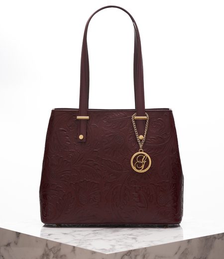 Real leather shoulder bag Glamorous by GLAM - Wine -