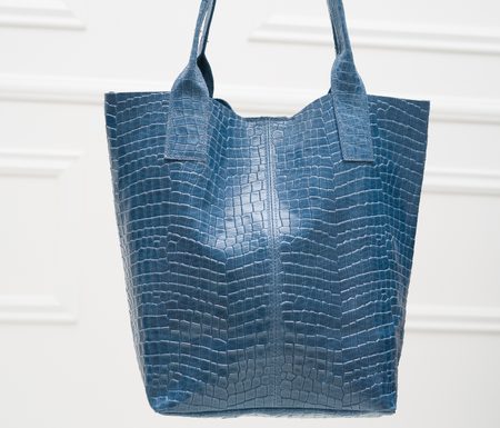 Geantă shopper din piele pentru femei Glamorous by GLAM - Albastră -