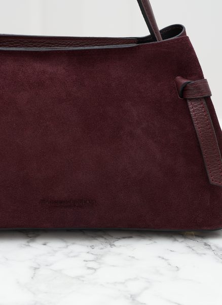 Kožená kabelka z broušené kůže do ruky vínová -