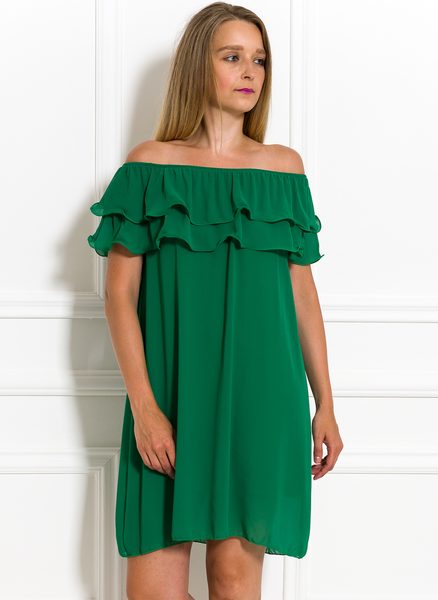 Dámske letné šaty s volánom zelené -