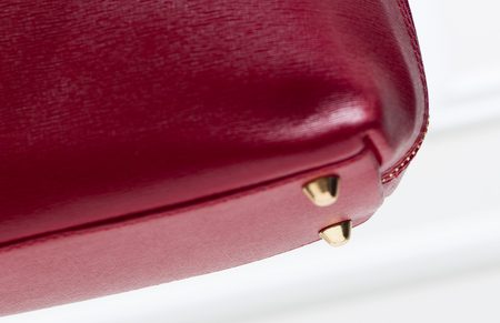 Dámská kožená kabelka ze safiánové kůže - tmavě červená -
