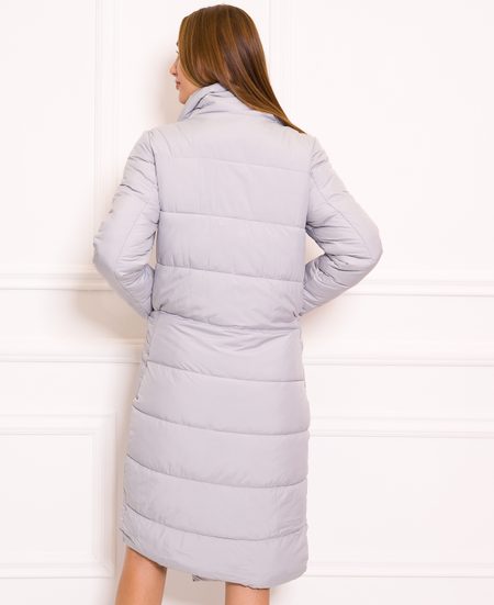 Dámska oversize jednoduchá zimná bunda s golierom - šedá -
