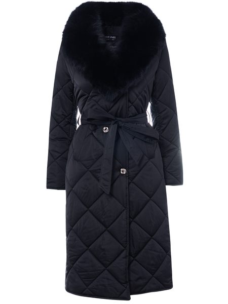 Winter jacket with real fox fur Due Linee - Black -