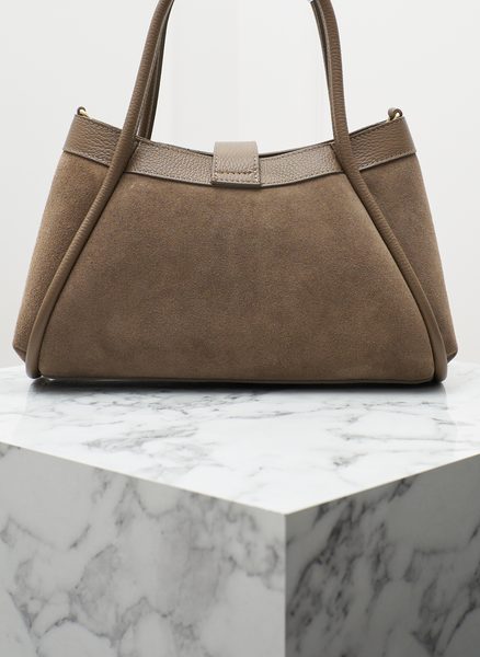 Dámské kožená kabelka kombinace kůže broušená taupe -