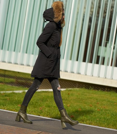 Winter jacket with real fox fur Due Linee - Black -