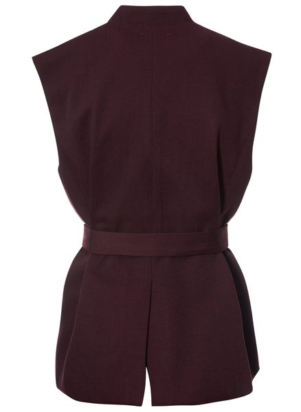 Compleu damă vestă și pantaloni burgundy jeans -