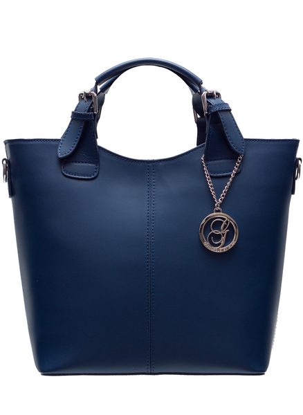 Dámská kožená kabelka do ruky matná - modrá -