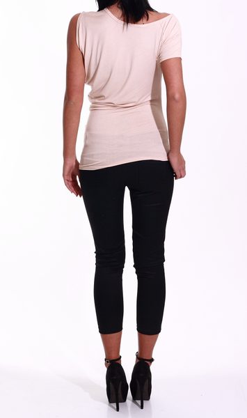 Dámský večerní top flitrovaný béžový -