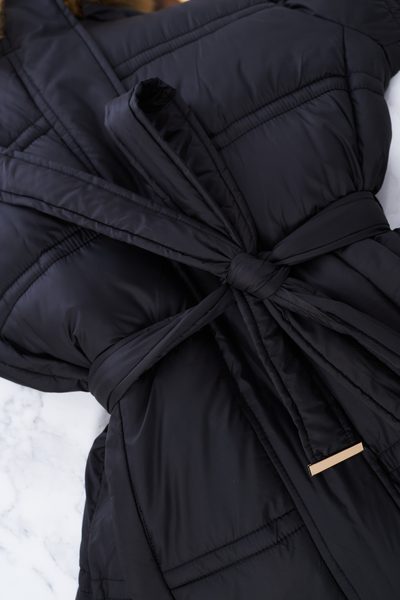 Winter jacket with real fox fur Due Linee - Black -