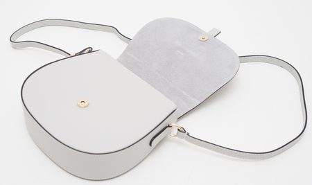 Dámska kožená crossbody kabelka kombinácia semiš - šedá -