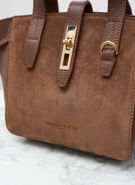 Dámská kožená kabelka do ruky z broušené kůže hnědá -