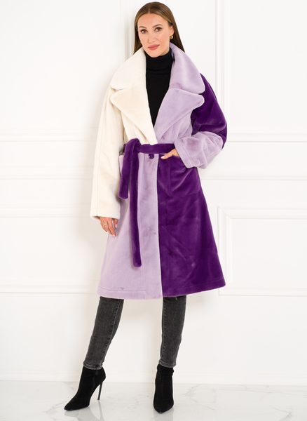 Dámský oboustranný kabát tricolor fialová -