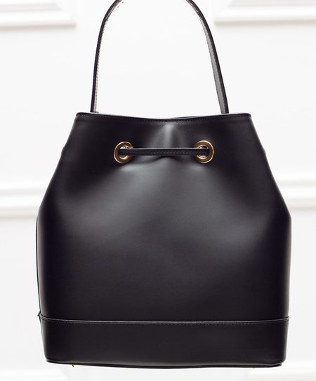 Dámská kožená kabelka vak - černá -