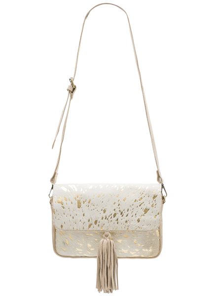 Bolso de cuero crossbody para mujer Due Linee - Beige -