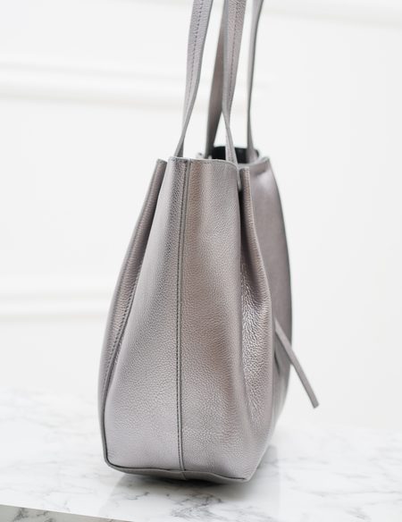 Real leather shoulder bag PATRIZIA PEPE - Silver -