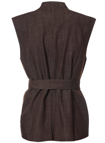 Compleu damă vestă și pantaloni jeans maro -