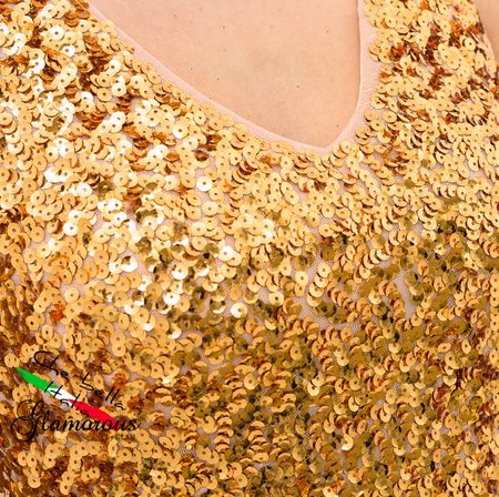 Společenské krátké šaty s flitry - zlatá -