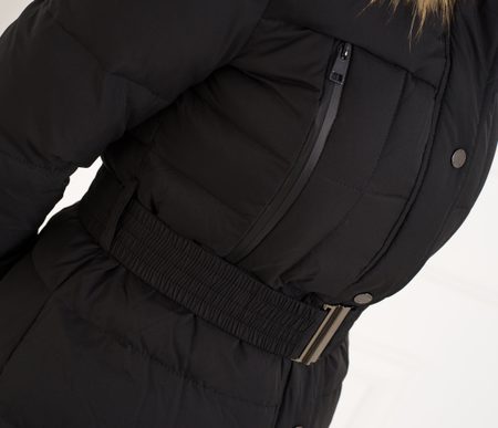Női téli kabát eredeti rókaszőrrel Due Linee - Fekete -
