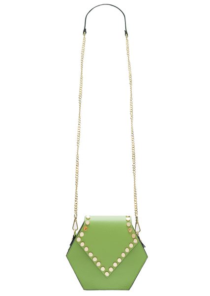 Damska skórzana crossbody torebka Glamorous by GLAM - zielony -