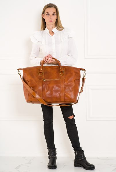 Real leather travel duffel bag Glamorous by GLAM Santa Croce - Brown -