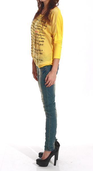 Dámské delší tričko - top žluté -