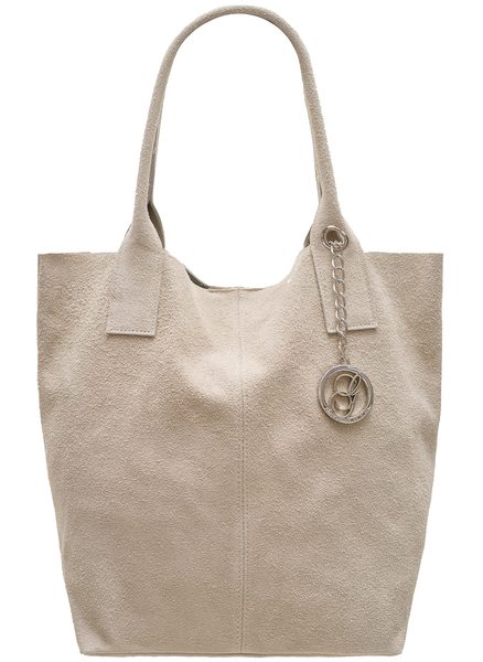 Real leather shopper bag Glamorous by GLAM - Beige -